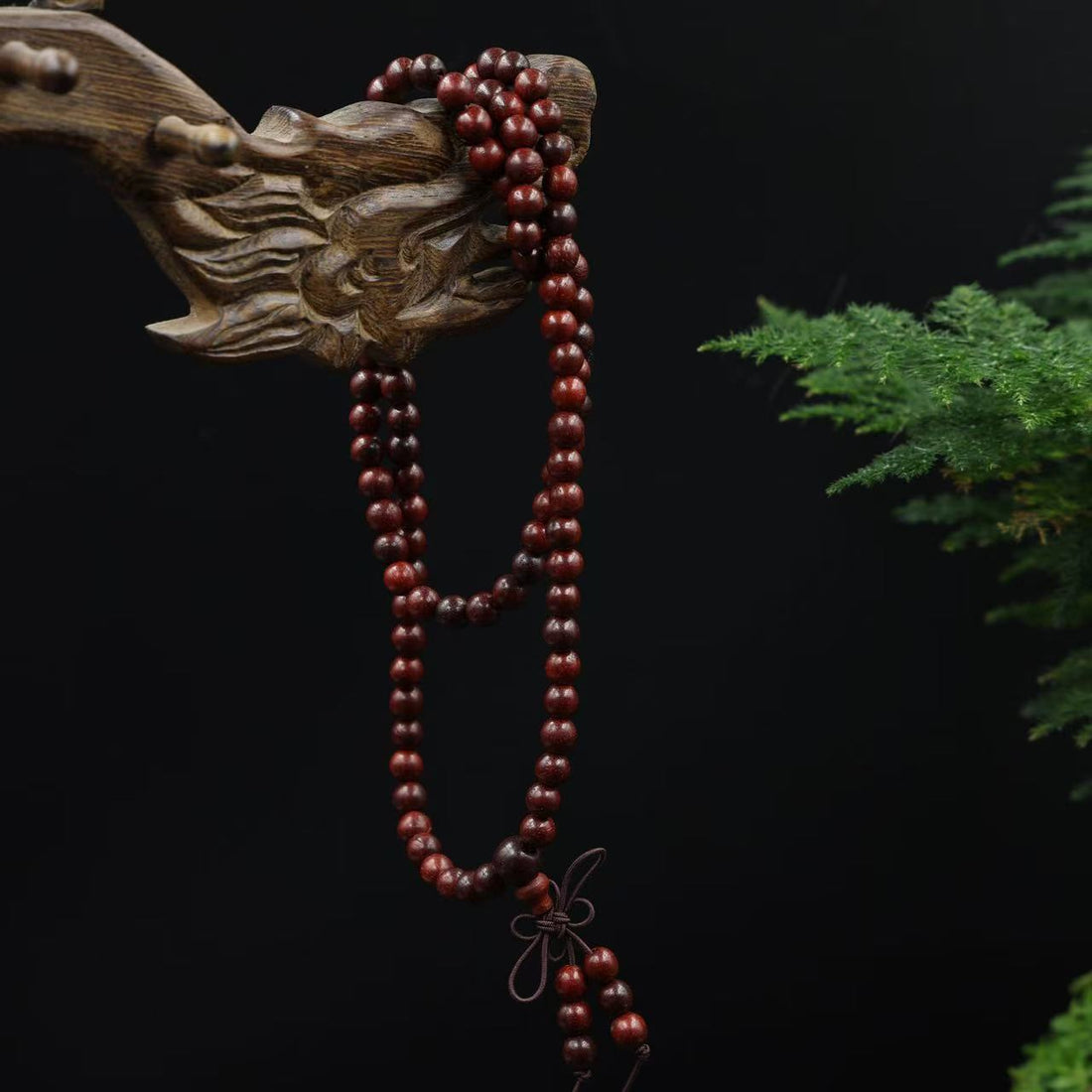 108 smooth sandalwood bead meditation bracelet with natural wood grain for mindfulness practice