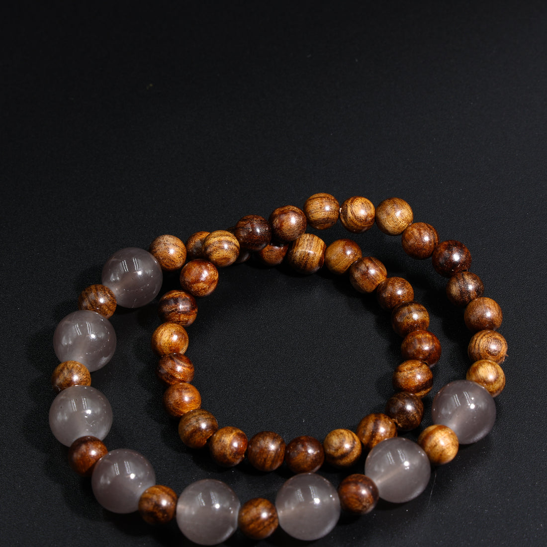 Landscape Agate & Wood Bead Convertible Necklace/Bracelet