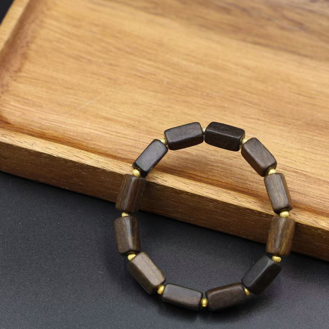 Square sandalwood bead bracelet with natural aroma for meditation and stress relief