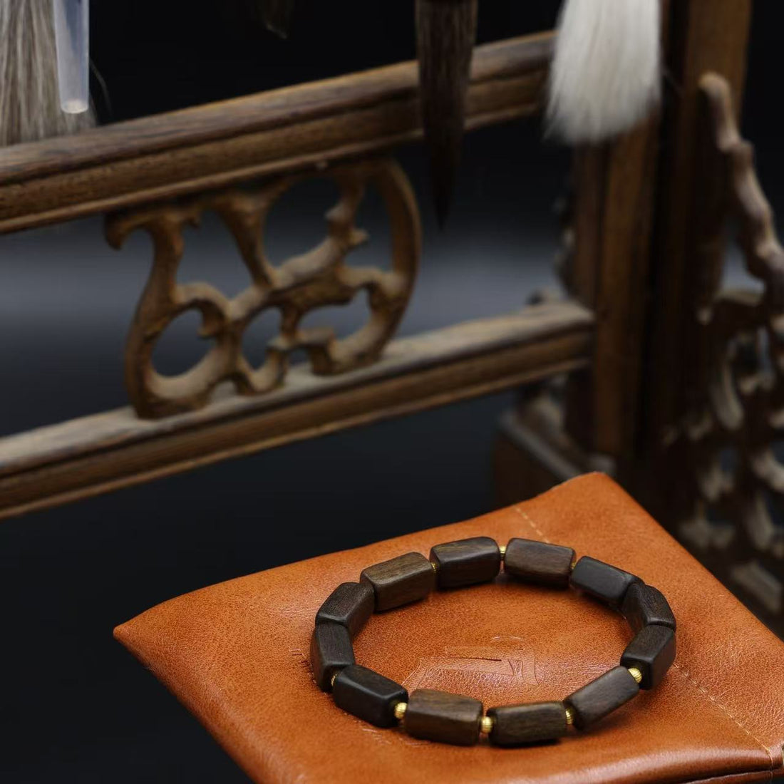 Square sandalwood bead bracelet with natural aroma for meditation and stress relief