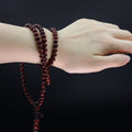 108 smooth sandalwood bead meditation bracelet with natural wood grain for mindfulness practice on wrist